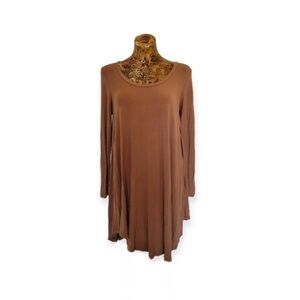 PIKO Green Earth Fashion dress brown Small Medium long sleeve  Bamboo